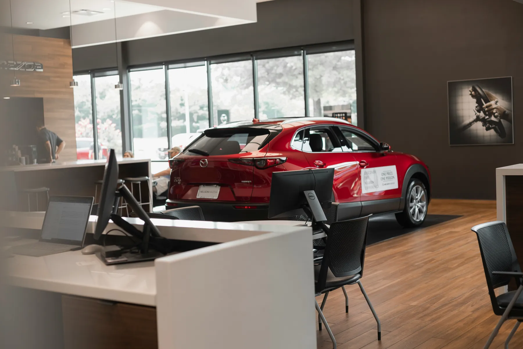 Modern car dealership contact desk