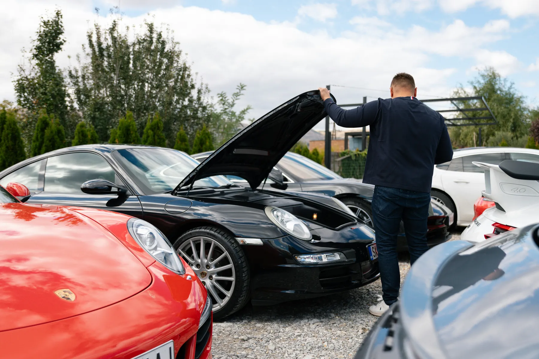 Cars parked together before inspection